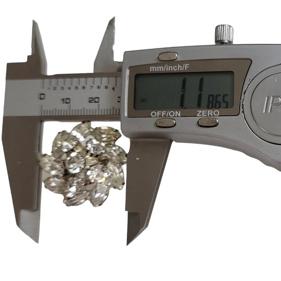 Silver Tone Clear Rhinestone Cluster Prong Set Clip-On Earrings E05 - Picture 7 of 8